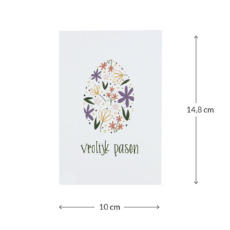 Maatgeving ansichtkaart 100 x 148 mm met de tekst &lsquo;Vrolijk Pasen&rsquo;