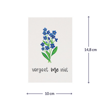 Bloemenzaden met kaart &#039;Vergeet me niet&#039; verpakt in pergamijn zakje