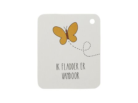 Tuinzaden zaaien - zaden in linnenzakje - Ik fladder er vandoor! - kindertraktatie - label voorkant