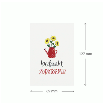 Bedankt zorgtopper | 89 x 127 mm | Maatgeving