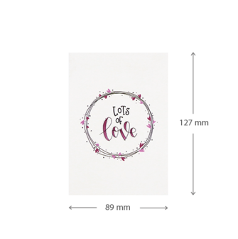 Lots of love | 89 x 127 mm | Maatgeving