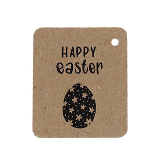 Kraftlabel 50 x 60 mm met boorgat met de tekst &#039;Happy Easter&#039;