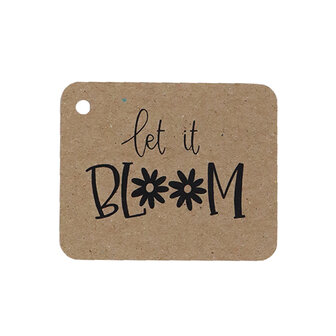 Kraftlabel 50 x 60 mm met boorgat met de tekst &#039;Let it bloom&#039;