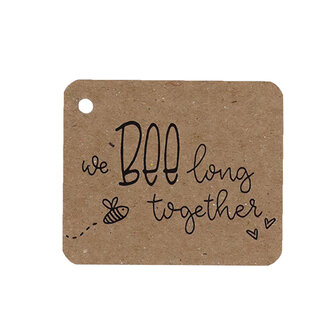 Kraftlabel 50 x 60 mm met boorgat met de tekst &#039;We BEElong together&#039;