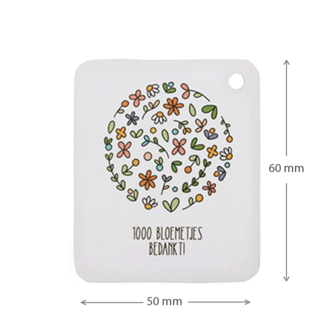 Label - 1000 bloemetjes bedankt  | 50 x 60 mm