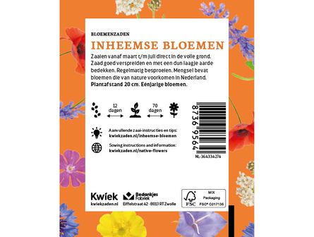 Biologische Inheemse bloemenmengsel zaden -  Kwiek Uitdeel zakjes