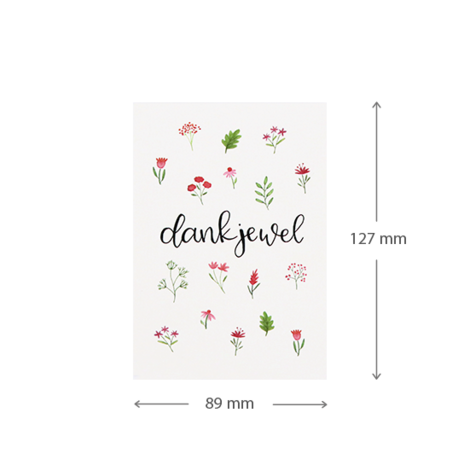 Dankjewel| 89 x 127 mm | Maatgeving