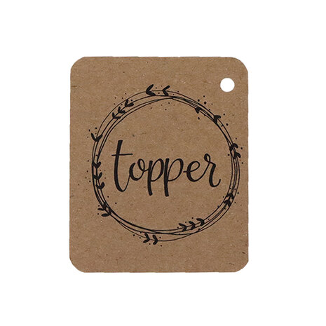 Kraftlabel 50 x 60 mm met boorgat met de tekst 'Topper'