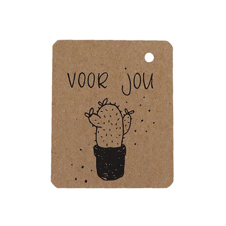 Kraftlabel 50 x 60 mm met boorgat met de tekst 'Voor jou'